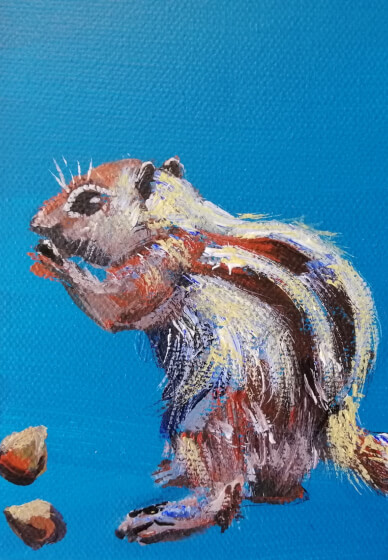 Acrylic Painting at Home - Side Facing Chipmunk