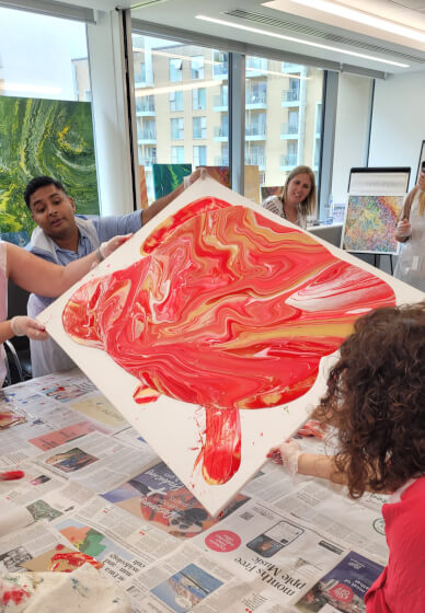 Acrylic Pouring Workshop for Teams - One Canvas