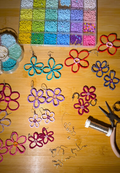 Beaded Flower Jewellery Workshop in a Real Artist's Studio