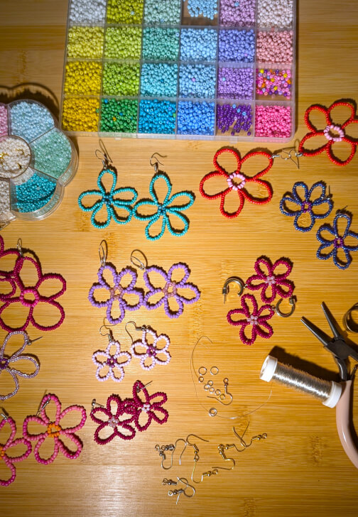 Beaded Flower Jewellery Workshop in a Real Artist's Studio