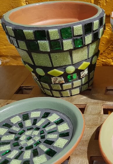 Beginners Mosaic Terracotta Flower Pot Workshop in Edinburgh