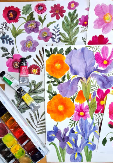 Bold and Vibrant Watercolour Florals Painting Workshop