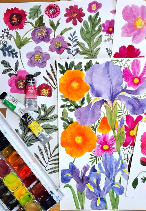 Bold and Vibrant Watercolour Florals Painting Workshop