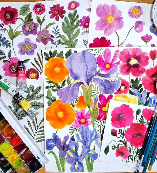 Bold and Vibrant Watercolour Florals Painting Workshop