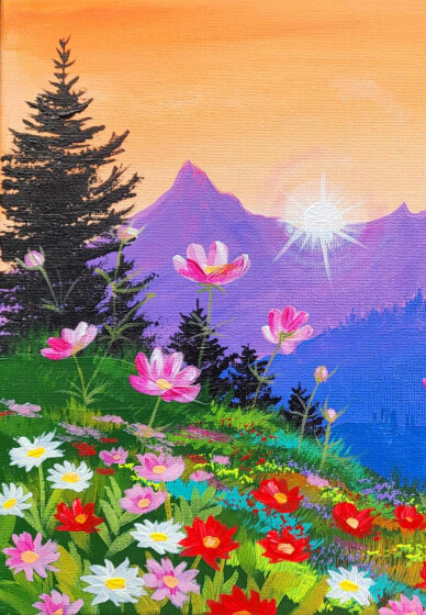 Chilled Out Guided Painting Workshop - Cosmos & Daisies