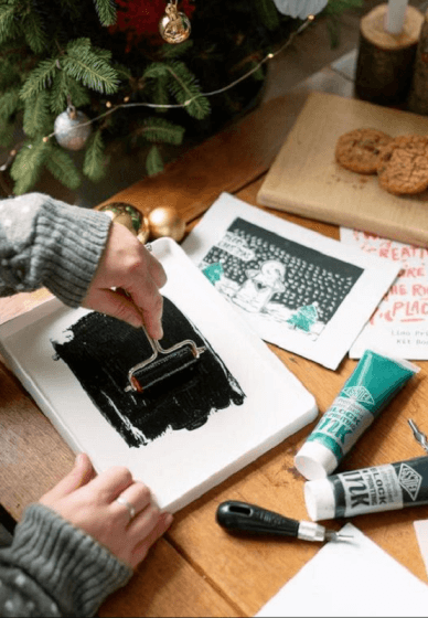 Christmas Card Making Class with Lino Printing