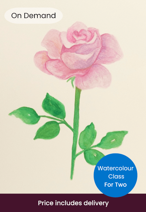 Creative Cosy Night in for Two on Demand Rose Watercolour Class