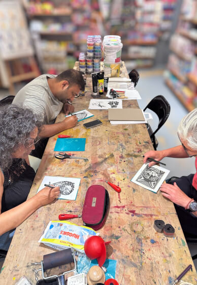 Lino Printmaking Workshop with Printing Press