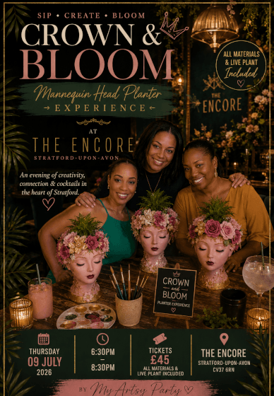 Crown and Bloom: Paint Your Own Mannequin Head Planter Experience