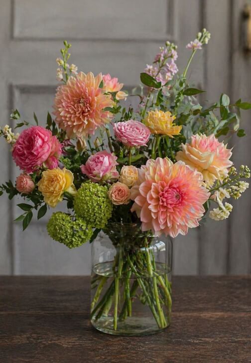 Dahlia Glass Vase Flower Arranging Workshop - Nine Elms