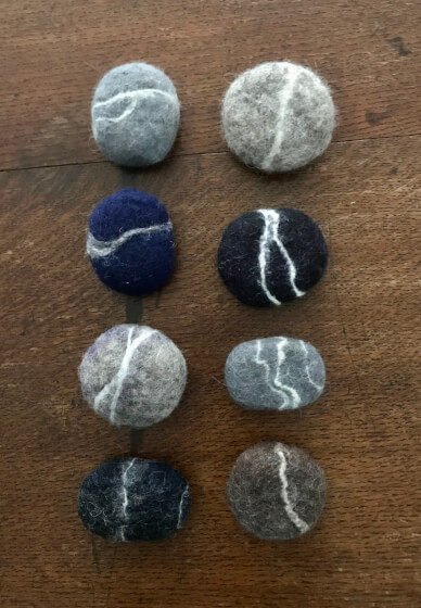 Felted Wool Pebbles or Stones