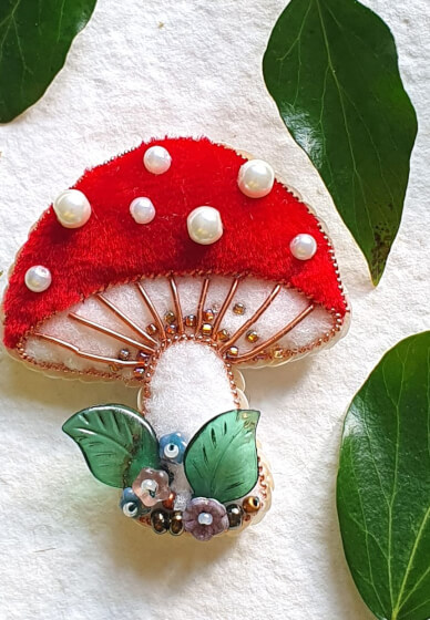 Goldwork Embroidery Toadstool Brooch Workshop