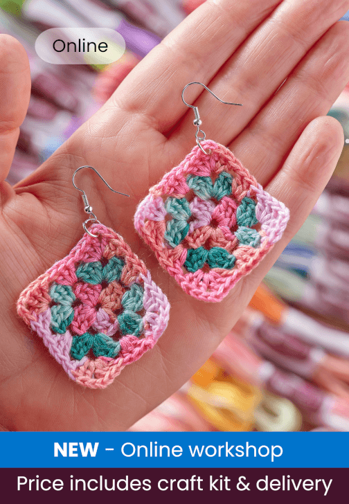 Granny Square Crochet Earrings Workshop