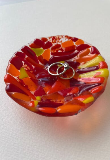 Handmade Red Fused Glass Bowl