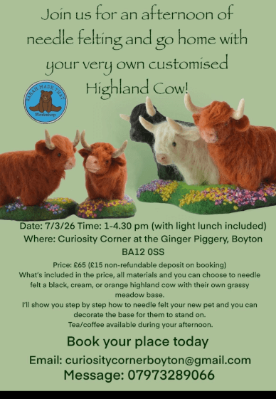 Highland Cow Needle Felting Workshop