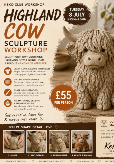 Highland Cow Sculpture Workshop: Pottery Class