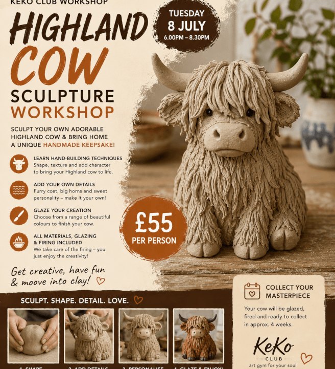 Highland Cow Sculpture Workshop: Pottery Class