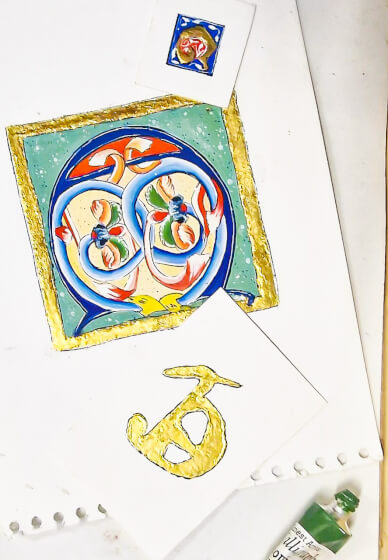 Illuminated Medieval Manuscript Letter Gilding Workshop
