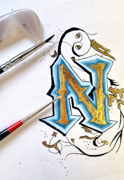 Illuminated Medieval Manuscript Letter Gilding Workshop