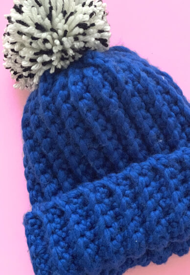 Learn to Crochet a Pom Pom Hat