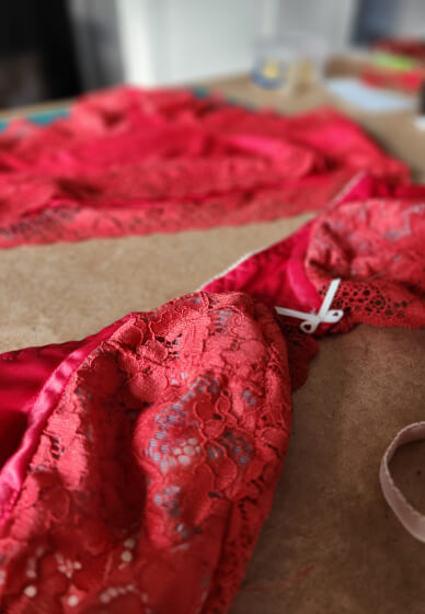 Pink Ribbon - Bra kit with beautiful non-stretch lace - B,Wear
