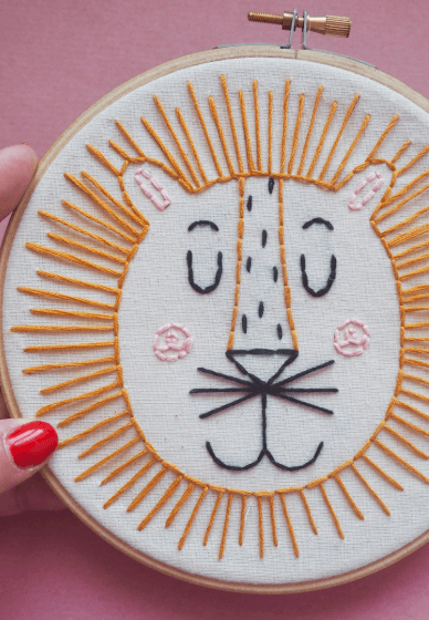 Lion Embroidery Hoop Craft Kit