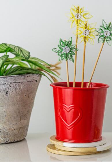 Make a Quilled Flower Plant Pot