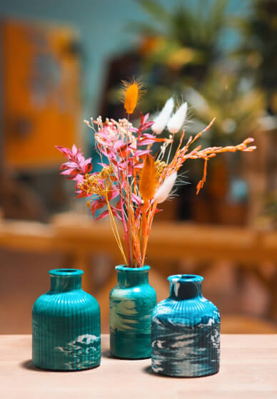 Marbled Mini Vase and Dried Flower Bouquet Workshop