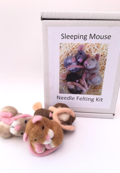 Needle Felting Craft Kit - Sleeping Mouse