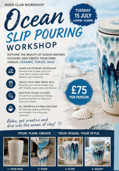 Ocean Slip Pouring Workshop – Create Your Own Ceramic Travel Mug