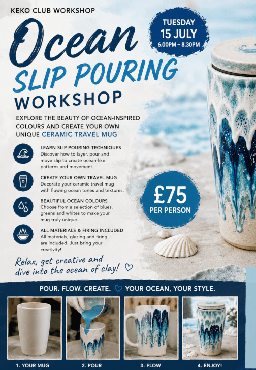 Ocean Slip Pouring Workshop – Create Your Own Ceramic Travel Mug