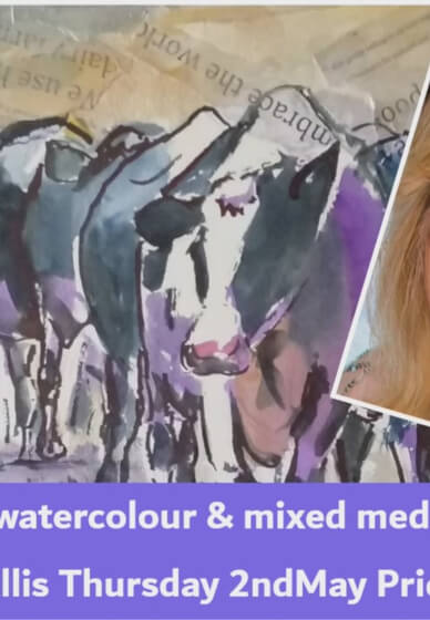 Paint Dairy Cows in Watercolour and Mixed Media