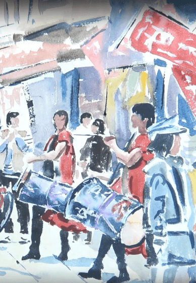 Paint Some Japanese Drummers in Watercolour