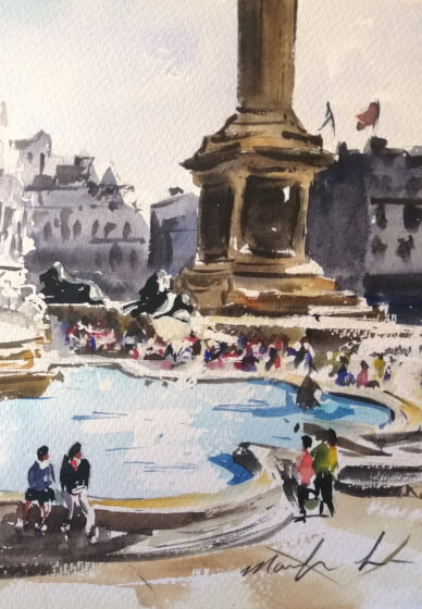 Paint Trafalgar Square in Watercolour