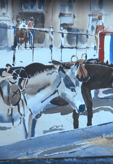 Paint Weymouth Donkeys in Watercolour