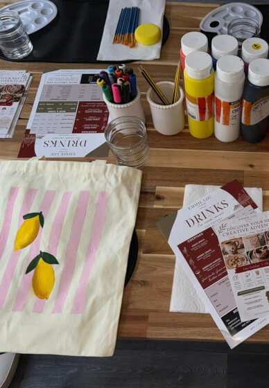 Paint Your Own Tote Bag - a Creative Session at Emmie Lou Studio