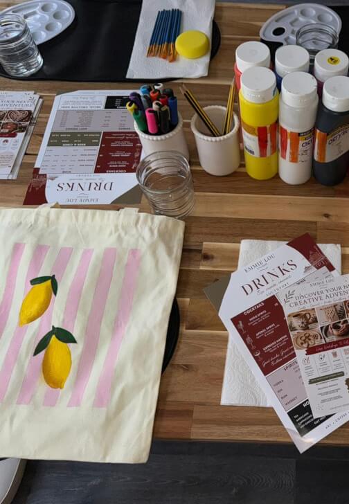 Paint Your Own Tote Bag - a Creative Session at Emmie Lou Studio