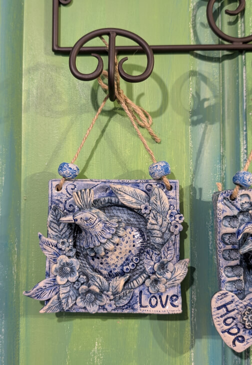 Cobalt Blue Pottery Bird Tile Workshop