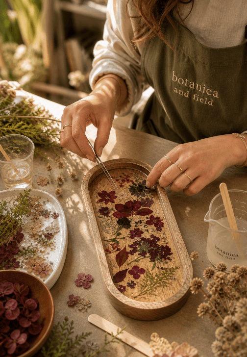 Preserving Flowers in Resin: Wooden Tray Workshop