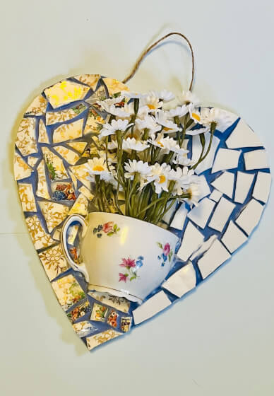 Recycled Crockery Mosaic Hamging Vase
