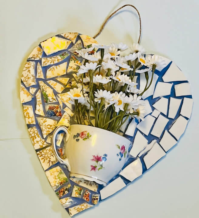 Recycled Crockery Mosaic Hamging Vase
