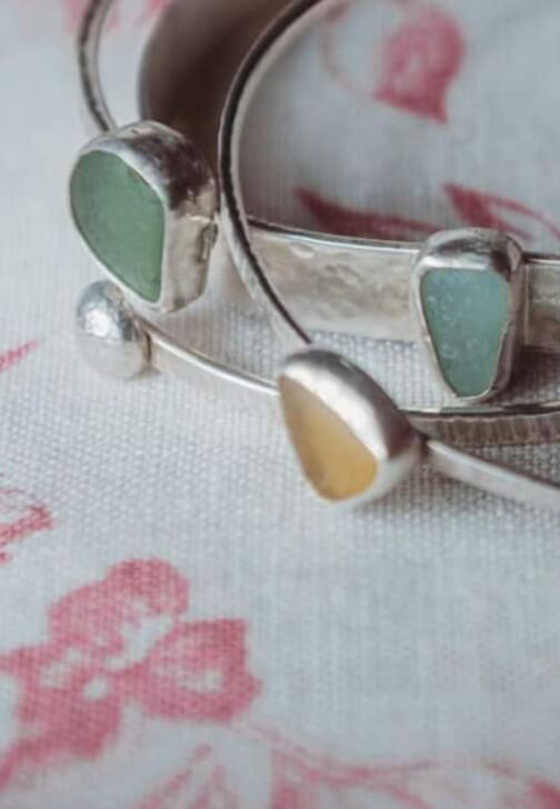 Sea Glass Silver Bangle Silversmithing Workshop