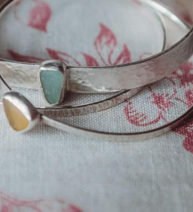 Sea Glass Silver Bangle Silversmithing Workshop