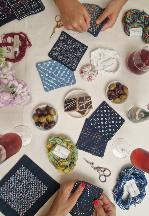 Sip and Stitch Sashiko Experience