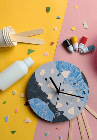 Terrazzo Clock Kit, Eco-resin Craft Kit, Workshop at Home