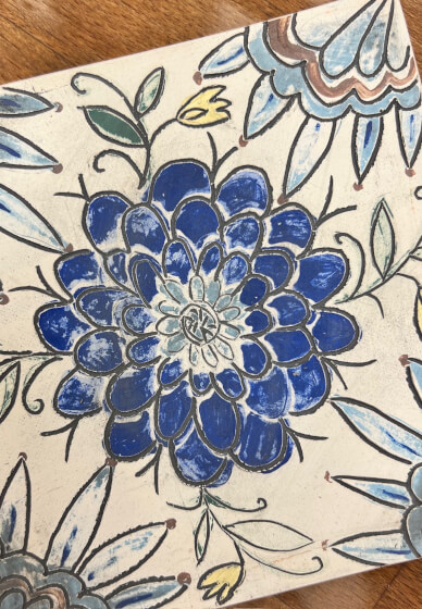 Tile Pottery Painting Class: Design, Colour and Carve