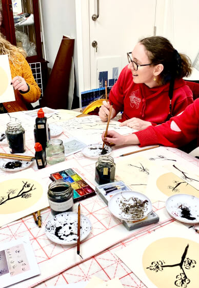 Twin Lotus and Eternal Love: A Qixi Chinese Ink Painting Workshop