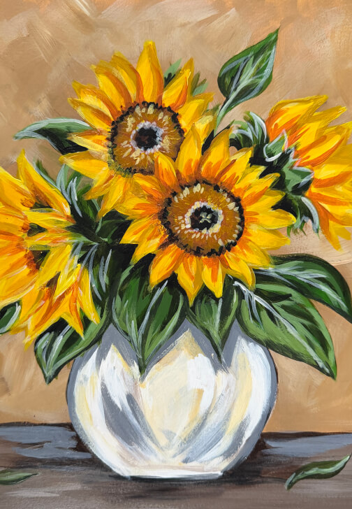 Vase of Sunflowers - Paint and Sip Workshop