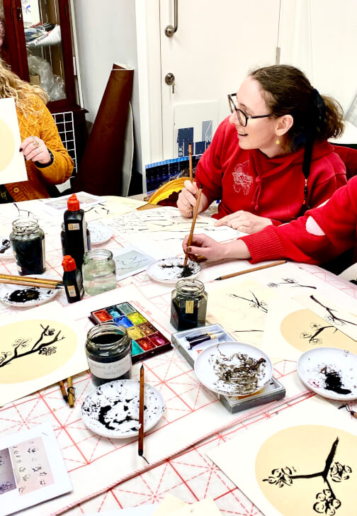 Wisteria and Birds: Traditional Chinese Ink Painting Workshop