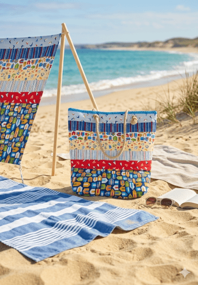 Beach-Themed Striped Tote Bag Workshop